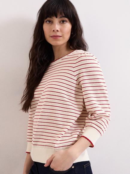Phase Eight Angel Stripe Jumper, Red, Red