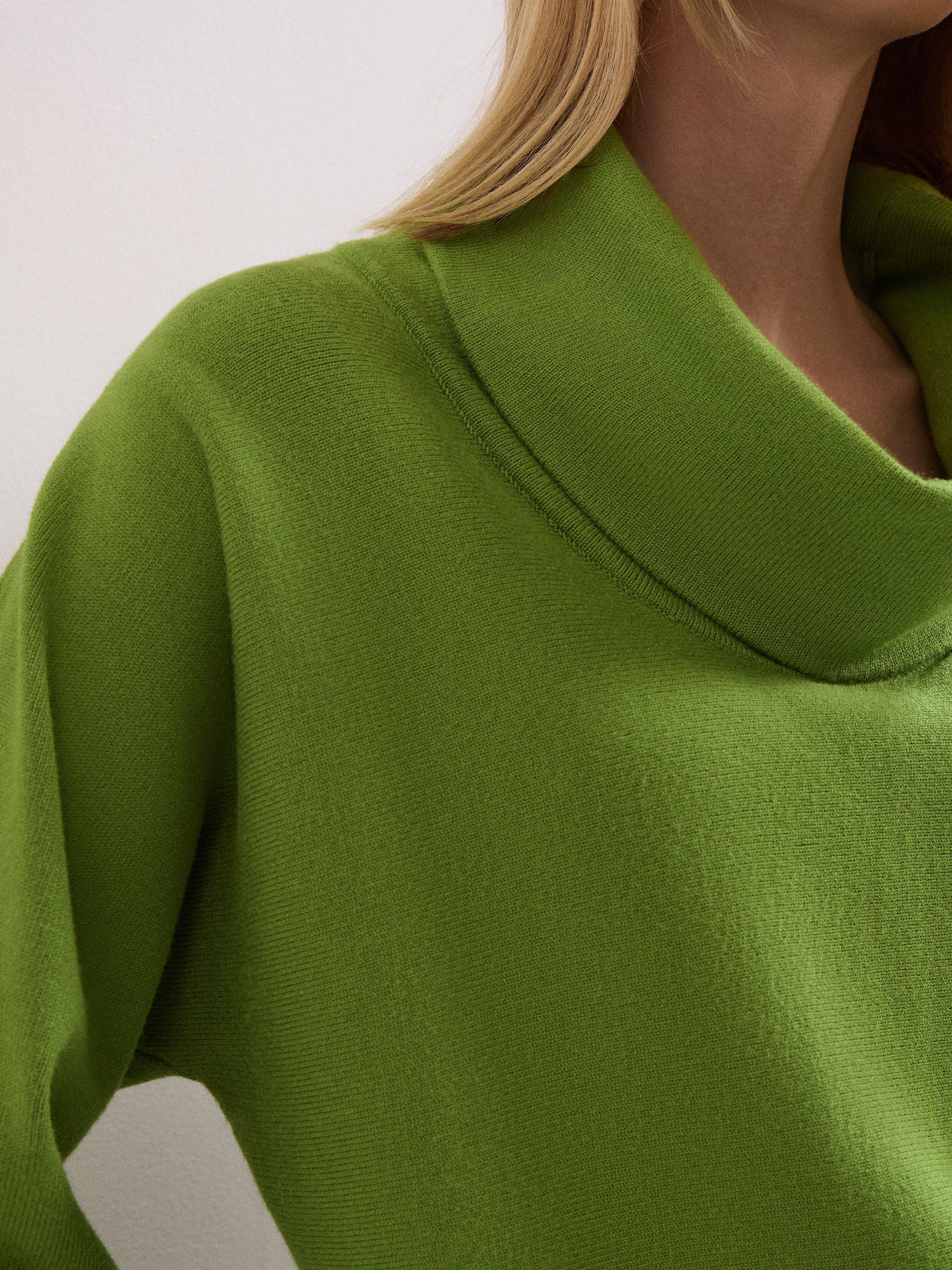 Product image 7 of 9, which shows Phase Eight Rosalie Cowl Jumper, Green, XS