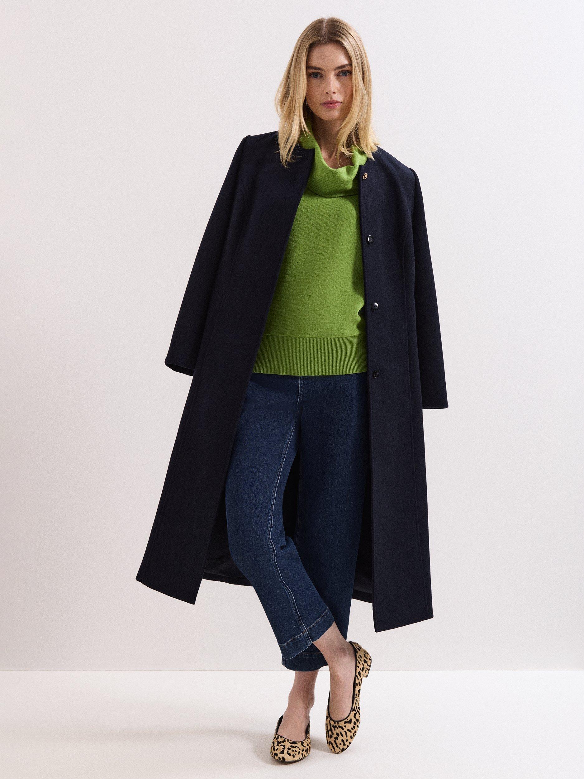 Product image 9 of 9, which shows Phase Eight Rosalie Cowl Jumper, Green, XS