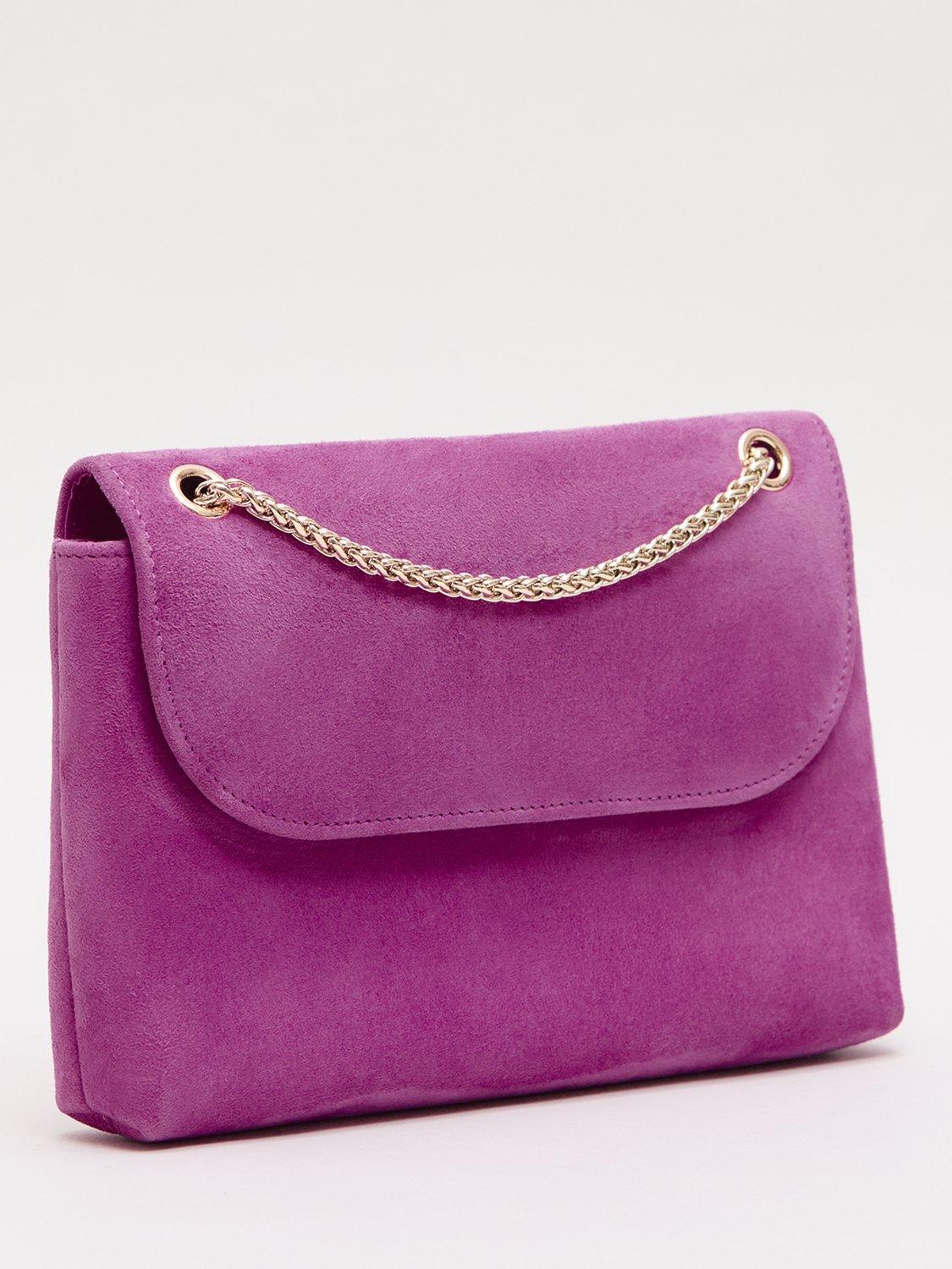 Product image 2 of 5, which shows Phase Eight Suede Slutch Bag , Pink, One Size