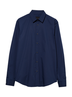 SISLEY Slim Fit Stretch Cotton Blend Shirt, Night Blue, Night Blue