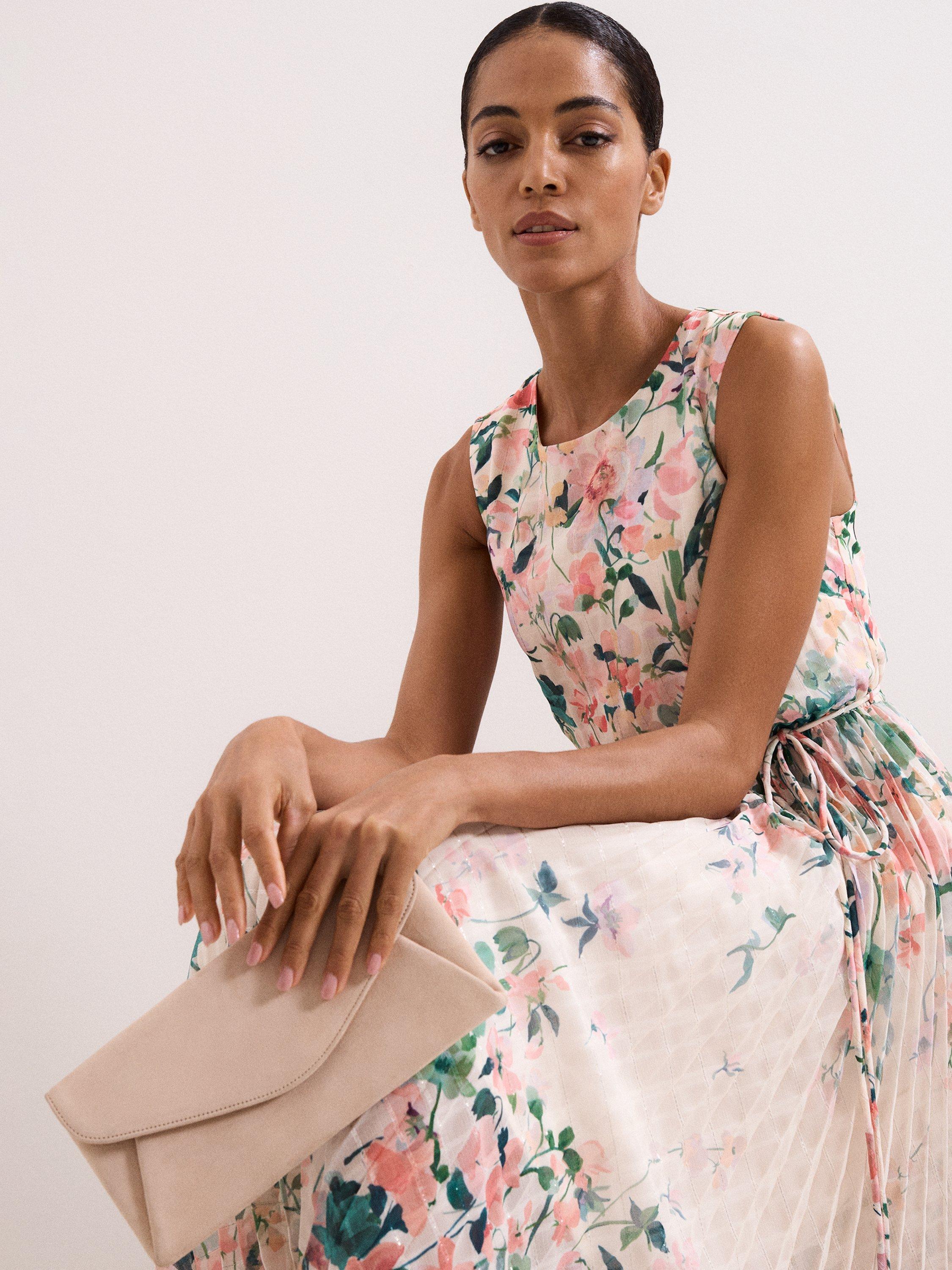 Product image 6 of 11, which shows Phase Eight Suede Clutch Bag , Neutral, One Size