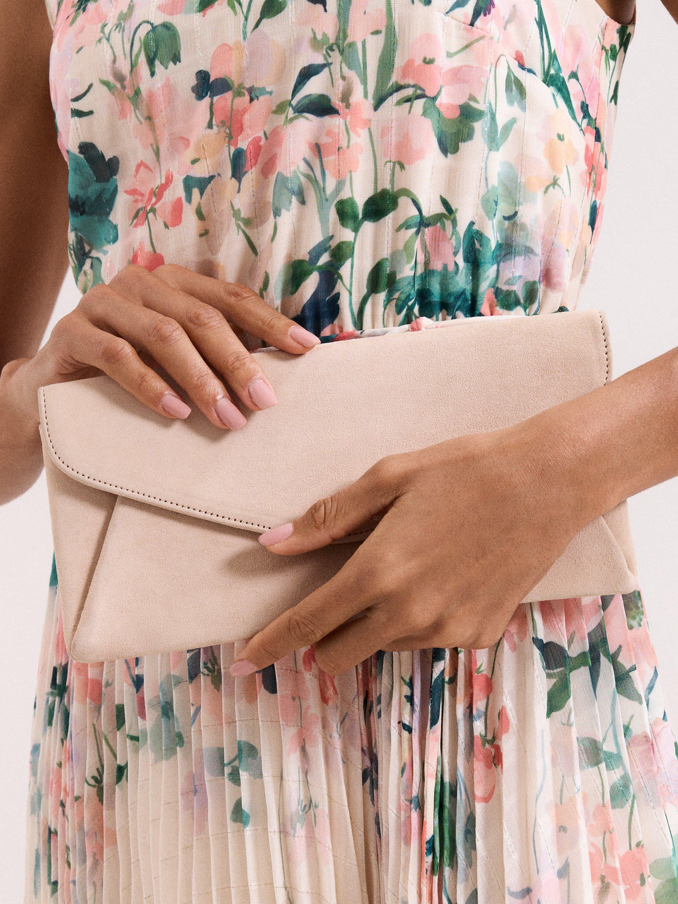 Product image 7 of 11, which shows Phase Eight Suede Clutch Bag , Neutral, One Size