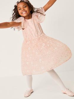 Monsoon Kids' Latifa Embroidered Floral Dress, Pale Pink, Pale Pink