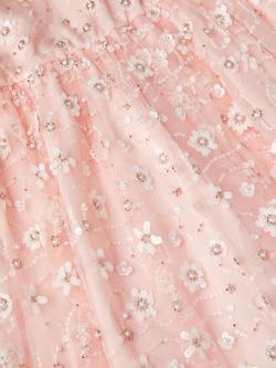 Monsoon Kids' Latifa Embroidered Floral Dress, Pale Pink - view 2, Pale Pink