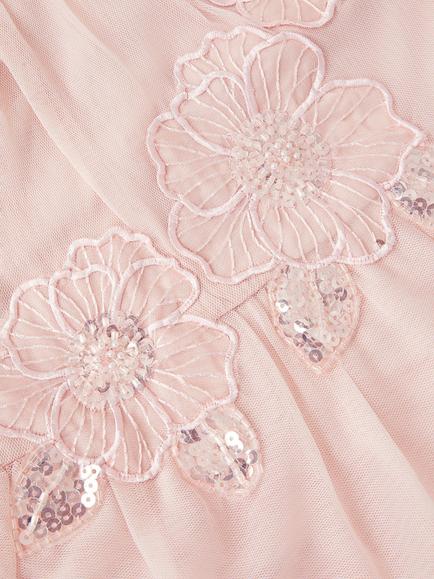 Monsoon Kids' Leila Corsage Embroidered Dress, Pale Pink - view 2, Pale Pink