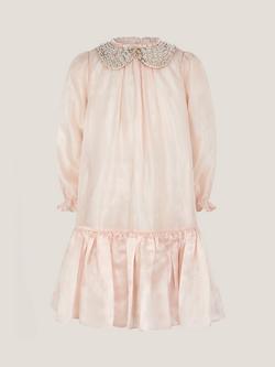 Monsoon Kids' Nicolette Embroidered Collar Dress, Gold, Gold