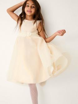 Monsoon Kids' Principesa Appliqué Rose Sparkle Dress, Gold, Gold