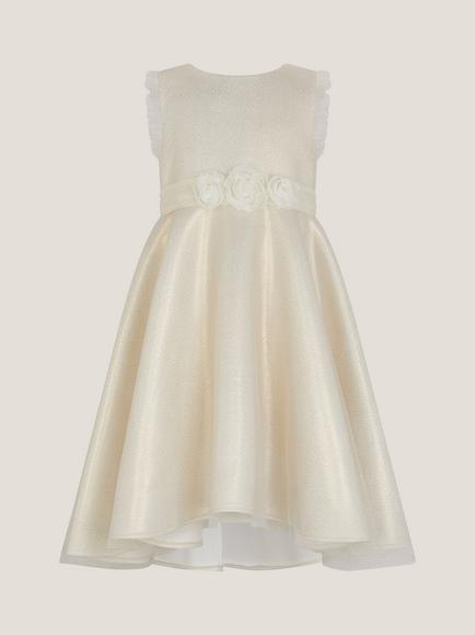 Monsoon Kids' Principesa Appliqué Rose Sparkle Dress, Gold - view 2, Gold