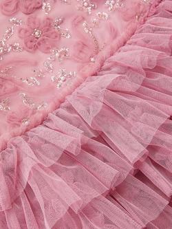 Monsoon Kids' Shikha Floral Embellished Tiered Ruffle Dress, Dusky Pink - view 2, Dusky Pink