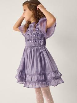 Monsoon Kids' Sequin Organza Party Dress, Purple, Purple