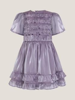 Monsoon Kids' Sequin Organza Party Dress, Purple - view 2, Purple