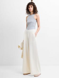 French Connection Wren Wide Leg Trousers, Porcelain Cream, Porcelain Cream