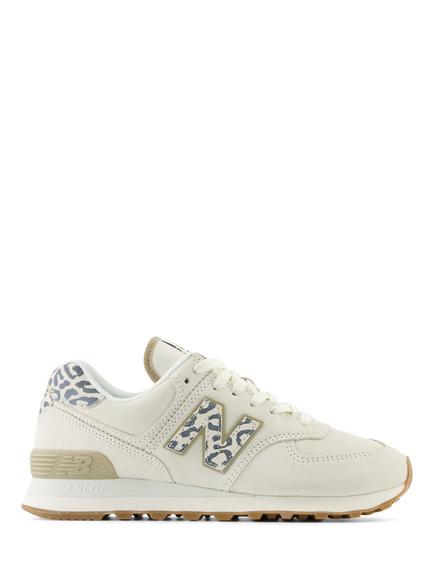 New Balance 574 Leather Lace Up Trainers, Off White/Multi, Off White/Multi