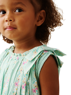Angel & Rocket Baby Sleeveless Floral Seersucker Dress, Mint - view 2, Mint