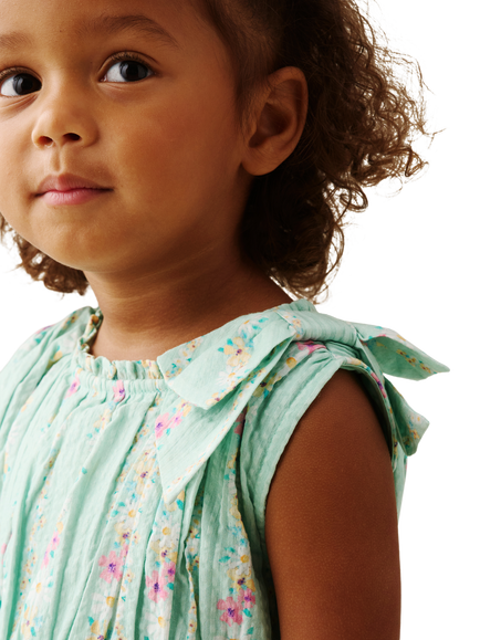 Angel & Rocket Baby Sleeveless Floral Seersucker Dress, Mint - view 2, Mint