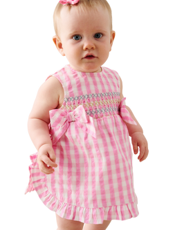 Angel & Rocket Baby Cotton Sleeveless Gingham Frill Dress, Pink, Pink
