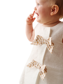 Angel & Rocket Kids' Seersucker Gingham Bow Dress and Bloomer, Beige - view 2, Beige