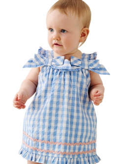 Angel & Rocket Baby Cotton Blend Gingham Ric Rac Dress, Blue, Blue