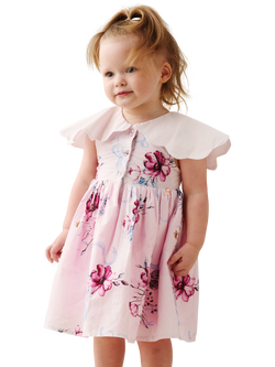 Angel & Rocket Kids' Scallop Edge Floral Dress, Pink, Pink