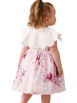Angel & Rocket Kids' Scallop Edge Floral Dress, Pink - view 2, Pink