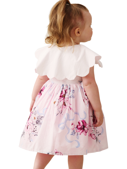 Angel & Rocket Kids' Scallop Edge Floral Dress, Pink - view 2, Pink