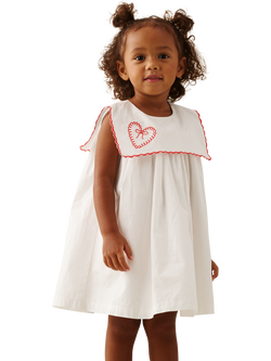 Angel & Rocket Baby Betty Scalloped Collar Embroidered Dress, White, White