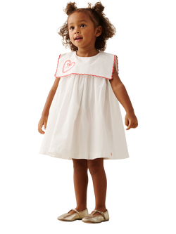 Angel & Rocket Baby Betty Scalloped Collar Embroidered Dress, White - view 2, White