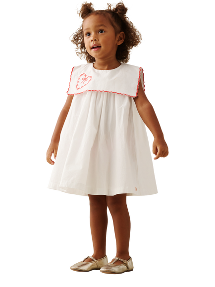 Angel & Rocket Baby Betty Scalloped Collar Embroidered Dress, White - view 2, White