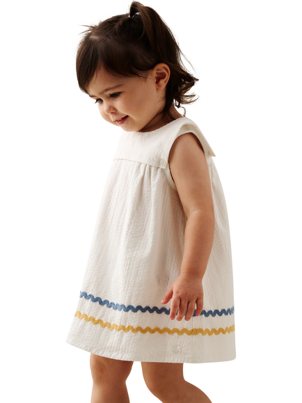 Angel & Rocket Baby Lila Stripe Ric Rac Dress & Bloomers, Green, Green