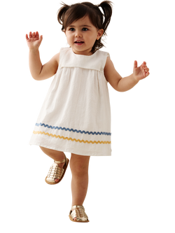 Angel & Rocket Baby Lila Stripe Ric Rac Dress & Bloomers, Green - view 2, Green