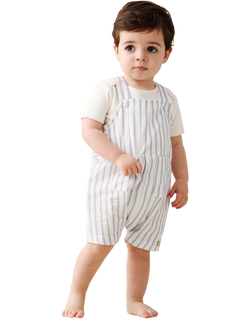 Angel & Rocket Baby Ron Stripe Dungaree & Bodysuit Set, Blue - view 2, Blue