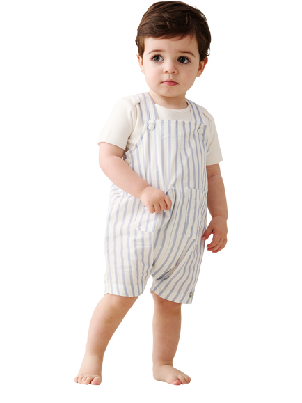 Angel & Rocket Baby Ron Stripe Dungaree & Bodysuit Set, Blue - view 2, Blue