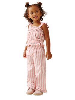 Angel & Rocket Baby Cotton Candy Stripe Top and Trouser Set, Pink, Pink