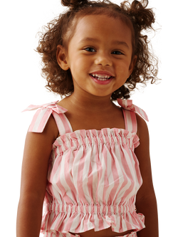 Angel & Rocket Baby Cotton Candy Stripe Top and Trouser Set, Pink - view 2, Pink