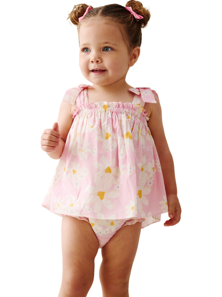 Angel & Rocket Baby Cotton Daisy Tunic and Bloomer Set, Pink, Pink