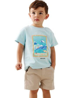 Angel & Rocket Baby Jay Cotton Beach Print T-Shirt, Blue, Blue