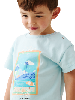 Angel & Rocket Baby Jay Cotton Beach Print T-Shirt, Blue - view 2, Blue