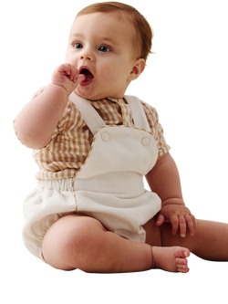 Angel & Rocket Baby Cotton Blend Shirt and Romper Set, Natural, Natural