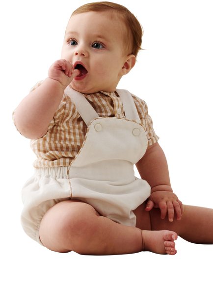 Angel & Rocket Baby Cotton Blend Shirt and Romper Set, Natural, Natural