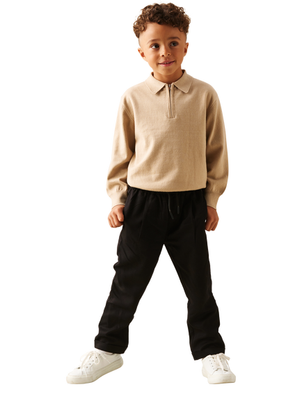 Angel & Rocket Kids' Zip Collar Knit Jumper, Cream - view 2, Cream