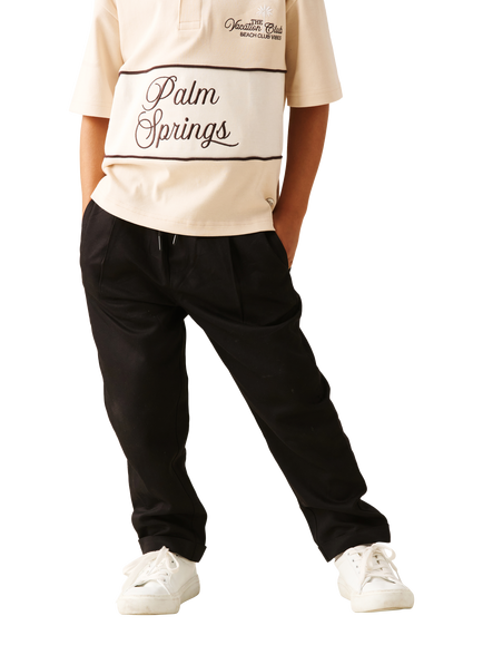 Angel & Rocket Kids' Alex Elasticated Tapered Trousers, Black, Black