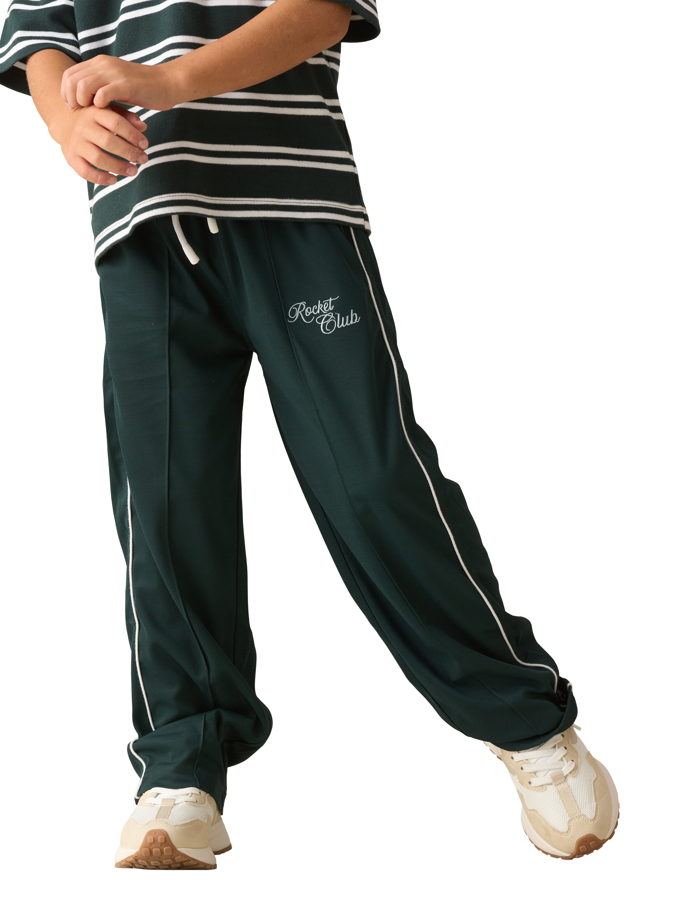 Product image 1 of 7, which shows Angel & Rocket Kids' Drawstring Sports Joggers, Green, 3 years