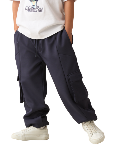 Angel & Rocket Kids' Panelled Drawstring Joggers, Navy, Navy