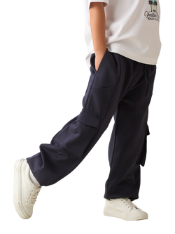 Angel & Rocket Kids' Panelled Drawstring Joggers, Navy - view 2, Navy