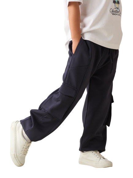 Angel & Rocket Kids' Panelled Drawstring Joggers, Navy - view 2, Navy