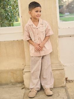 Angel & Rocket Kids' Cornelli Embroidered Short Sleeve Shirt, Blush - view 2, Blush