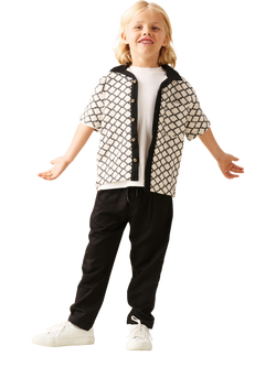 Angel & Rocket Kids' Intarsia Knit Shirt, Black, Black