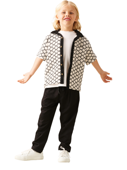 Angel & Rocket Kids' Intarsia Knit Shirt, Black, Black