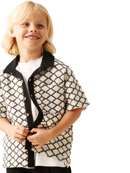 Angel & Rocket Kids' Intarsia Knit Shirt, Black - view 2, Black